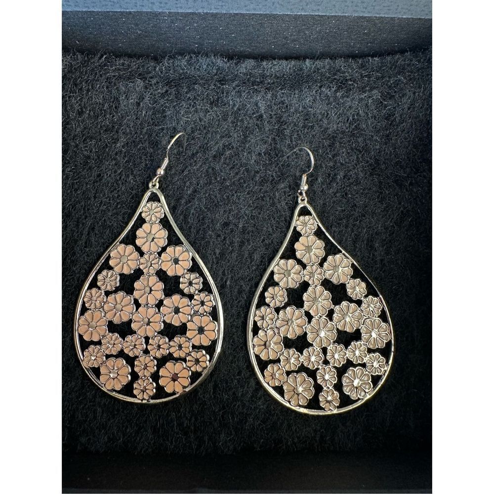 Gold Floral Earrings-Lightweight